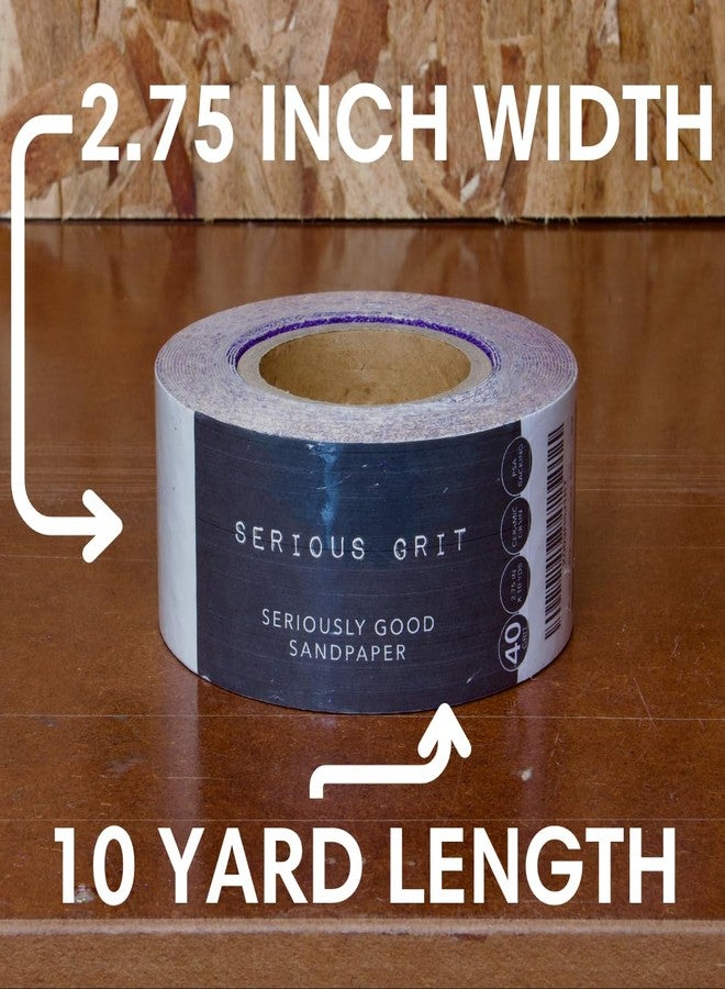 Serious Grit لفة ورق صنفرة سيراميكي لاصق من سيريس جريت، حبيبات 40 - لفة صنفرة متينة ذات لاصق خلفي - ورق صنفرة متواصل 2.75 بوصة × 10 ياردات للخشب والمعادن وهياكل السيارات والطلاء وآلات الصنفرة الهوائية - Image 5